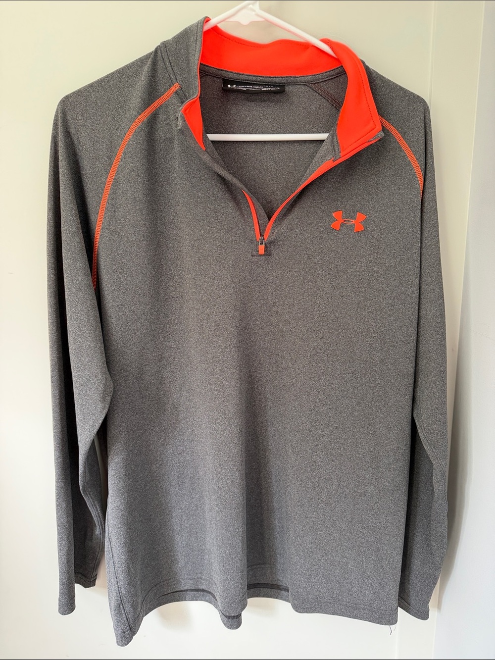 Under Armour Men’s Gray Performance Quarter-Zip with Orange Trim